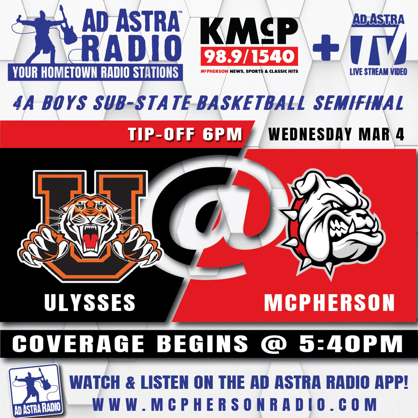 Ulysses Tigers at McPherson Bullpups Boys High School Basketball (4A Substate Semifinal-March 4, 2026) episode artwork