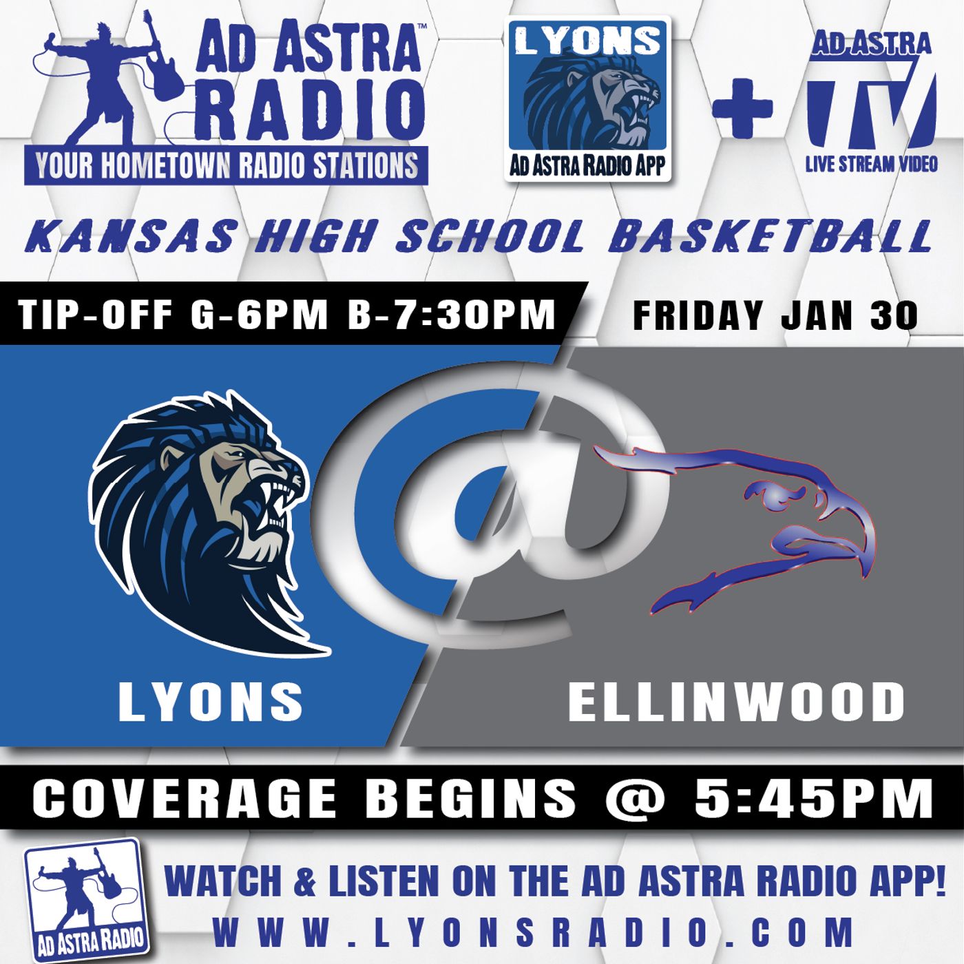 Lyons Lions at Ellinwood Eagles Boys High School Basketball (January 30, 2026) episode artwork
