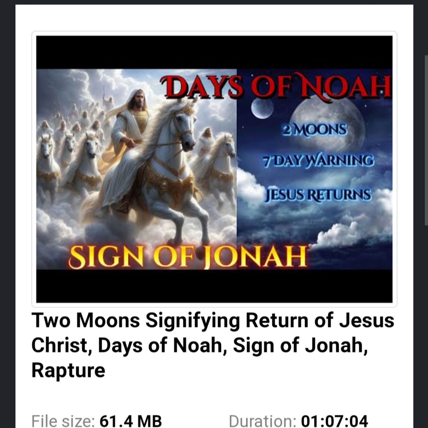 Two Moons Signifying Return of Jesus Christ, Days of Noah, Sign of Jonah, Rapture episode artwork