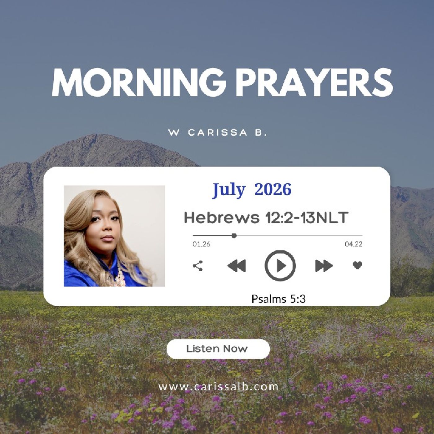 Prayers w Carissa B Hebrews 12:2-13