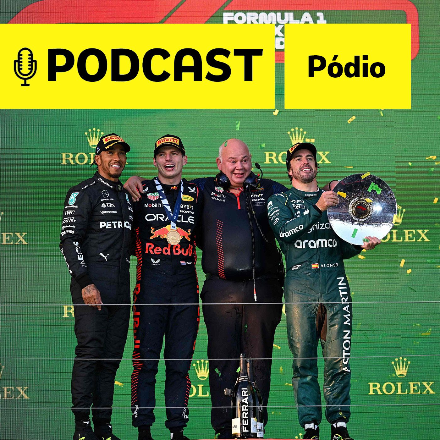 Podcast Pódio - Caos na Austrália! Verstappen vence após maluquice em Melbourne; Hamilton 2º e Alonso 3º episode artwork