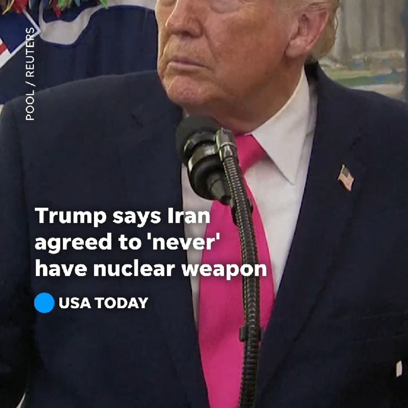 President Trump told reporters that Iran agreed to "never have a nuclear weapon." #trump #politics #Iran #war episode artwork