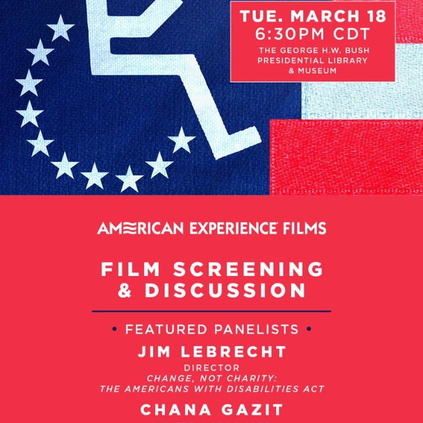 George H.W. Bush presidential library & museum upcoming events includes an ADA film and panel discussion episode artwork