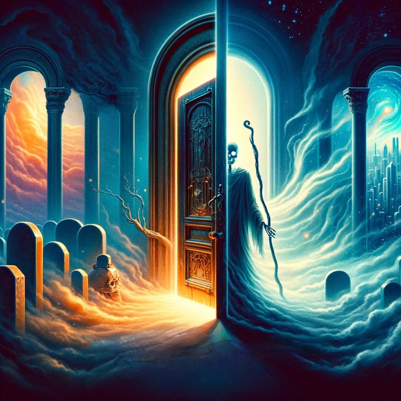 "Death is a door, time is a window. I'll be back." episode artwork