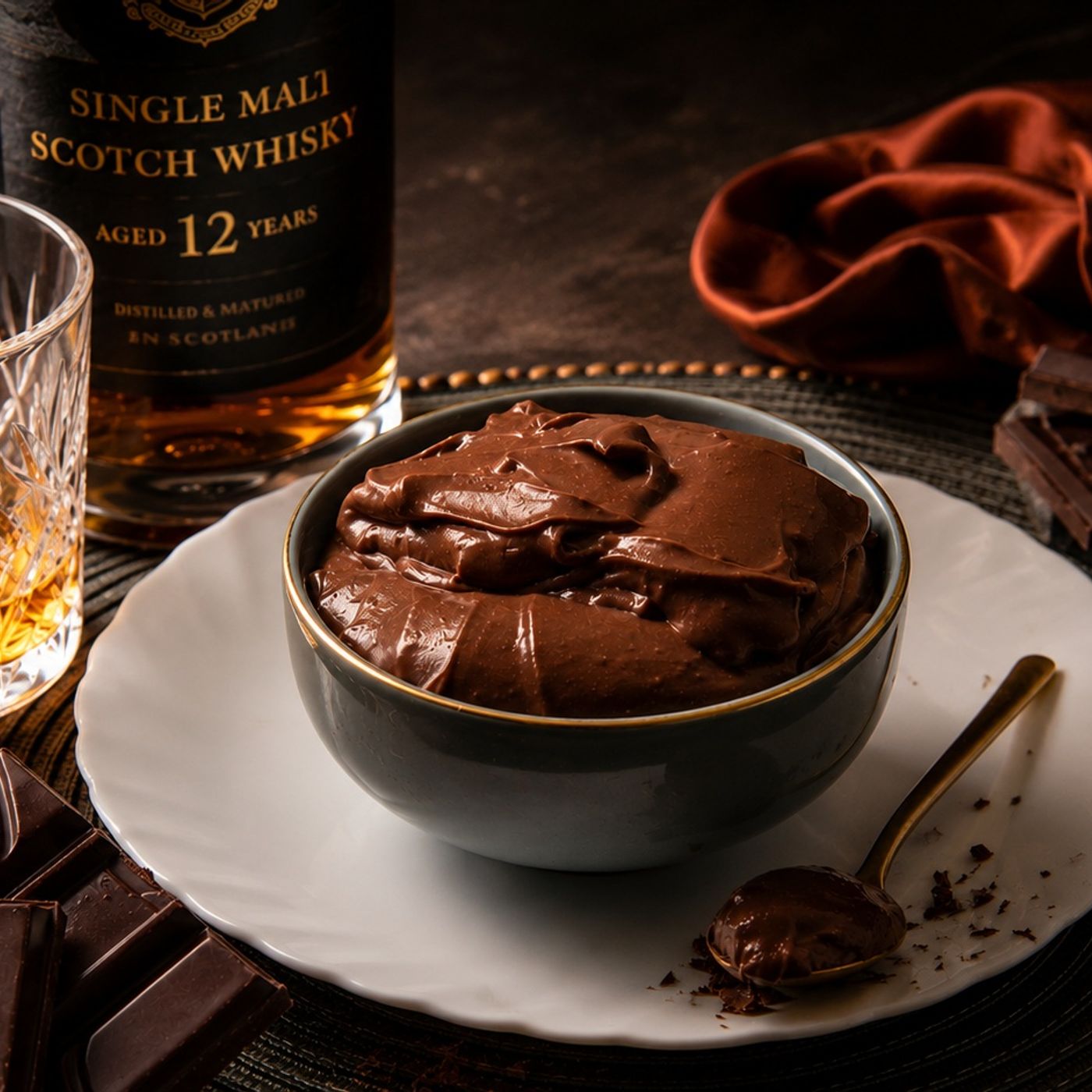 CREMA AL CIOCCOLATO FONDENTE E WHISKY