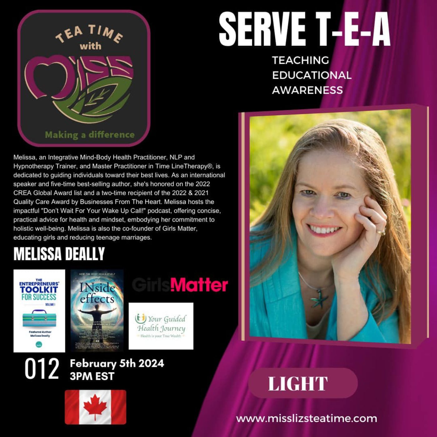 Teatime with Miss Liz T-E-A Open Discussion with Melissa Deally Founder of Girls Matter episode artwork