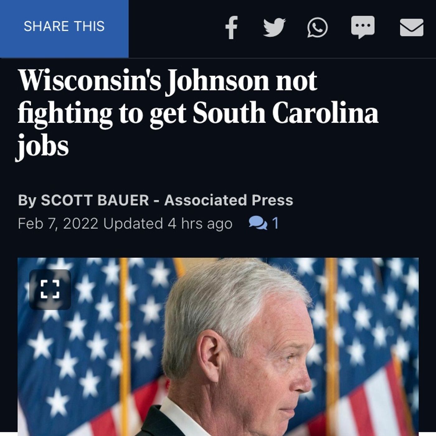 People are mad at Ron Johnson for letting South Carolina take 1000 jobs that could have gone to Wisconsin episode artwork