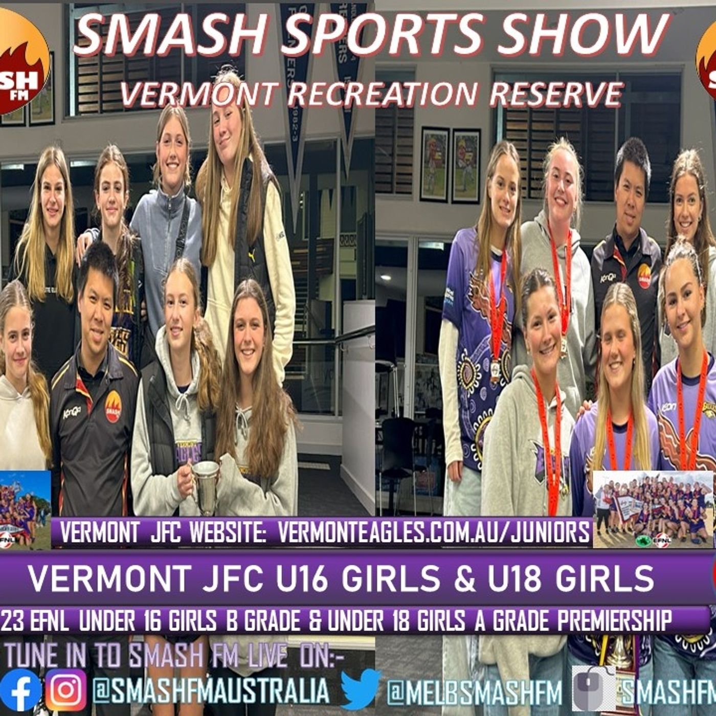 SSS10THYR: Vermont Eagles JFC EFNL23 U18A & U16B Girls Premiership Interviews 060923