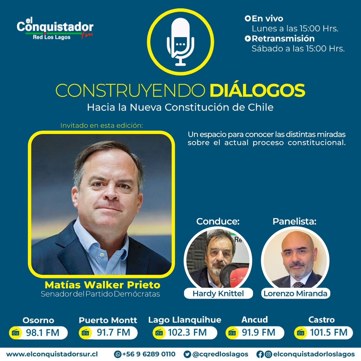 Capítulo 12. Hardy Knittel, Lorenzo Miranda analizaron el actual proceso costitucional con el senador del Partido Demócratas, Matías Walker.
