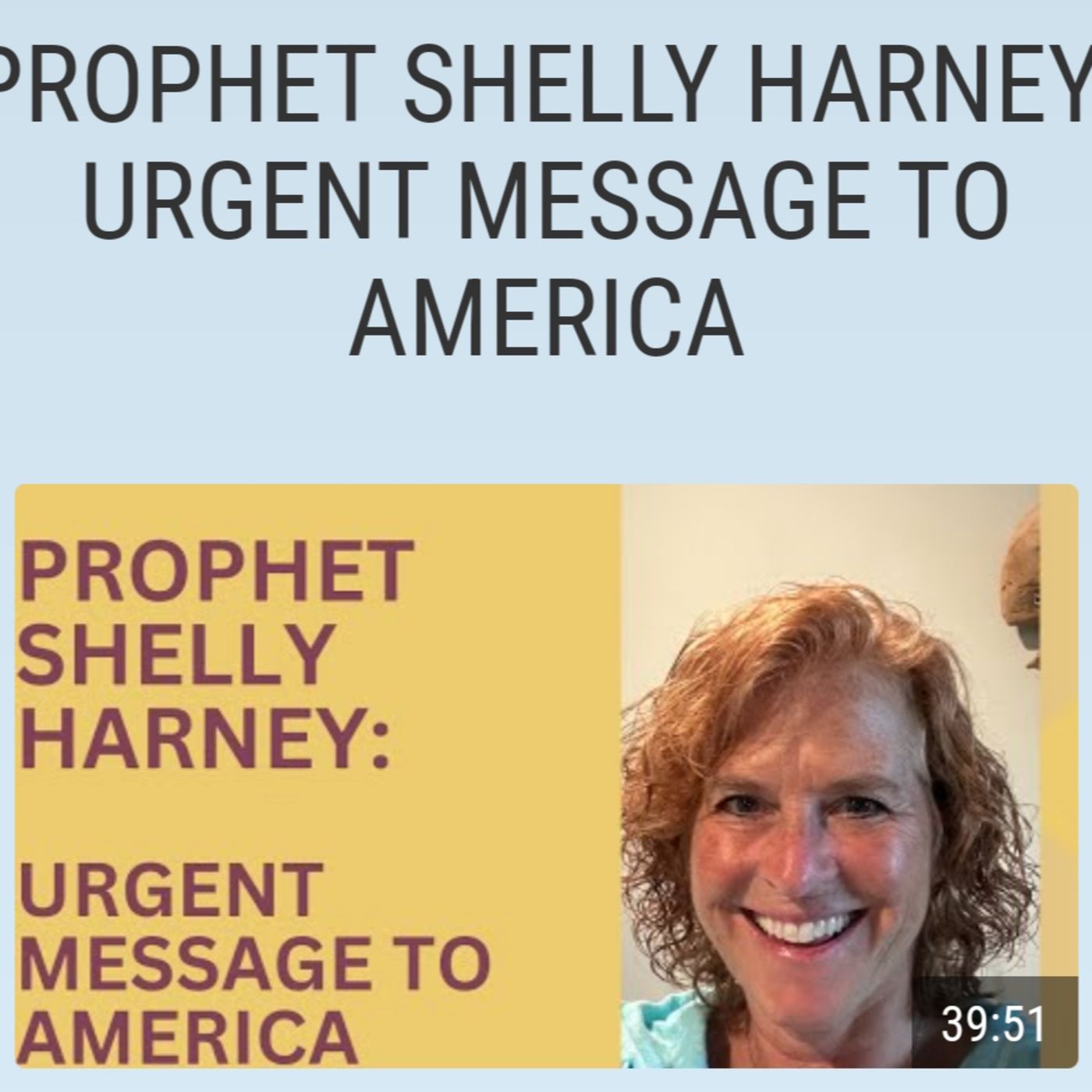 PROPHET SHELLY HARNEY: URGENT MESSAGE TO AMERICA episode artwork