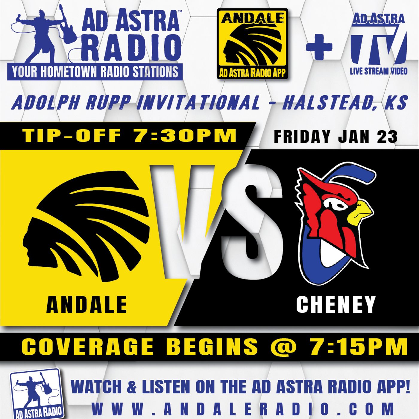 Andale Indians vs Cheney Cardinals Boys High School Basketball (Adolph Rupp Tournament Championship-January 23, 2026) episode artwork