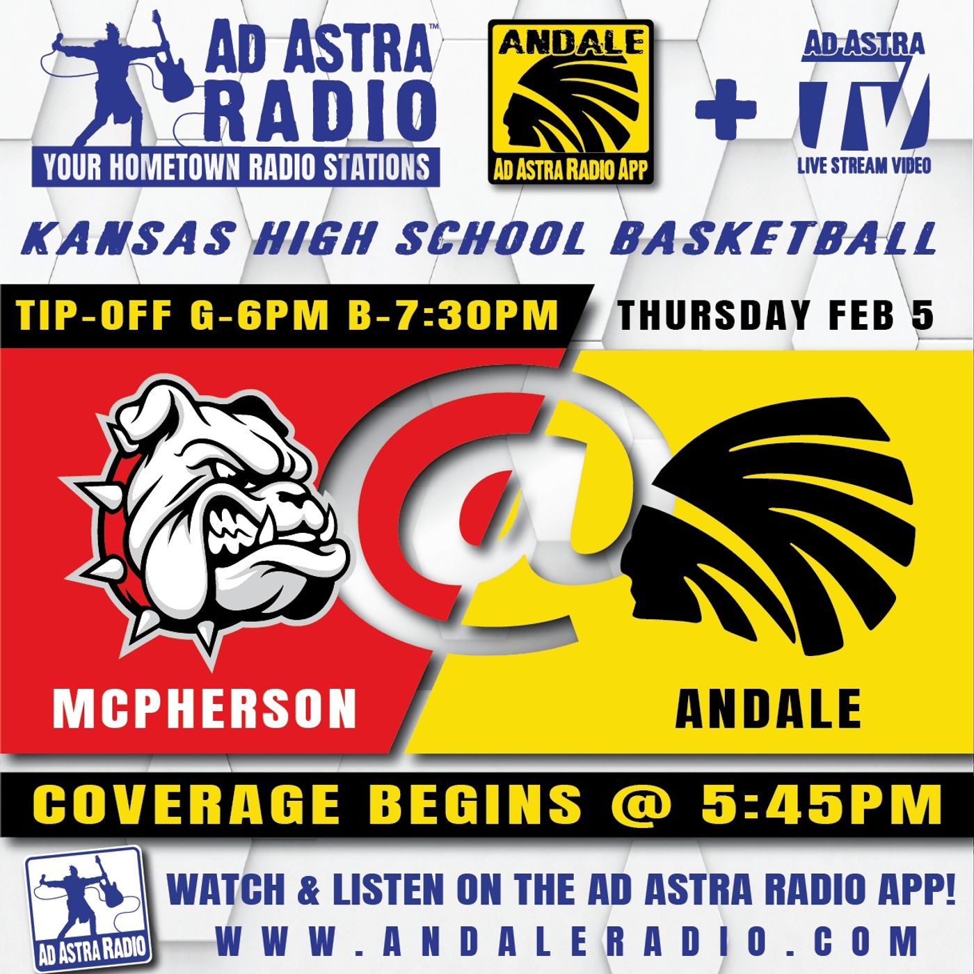 McPherson Bullpups at Andale Indians Boys High School Basketball (Indians Broadcast-February 5, 2026) episode artwork