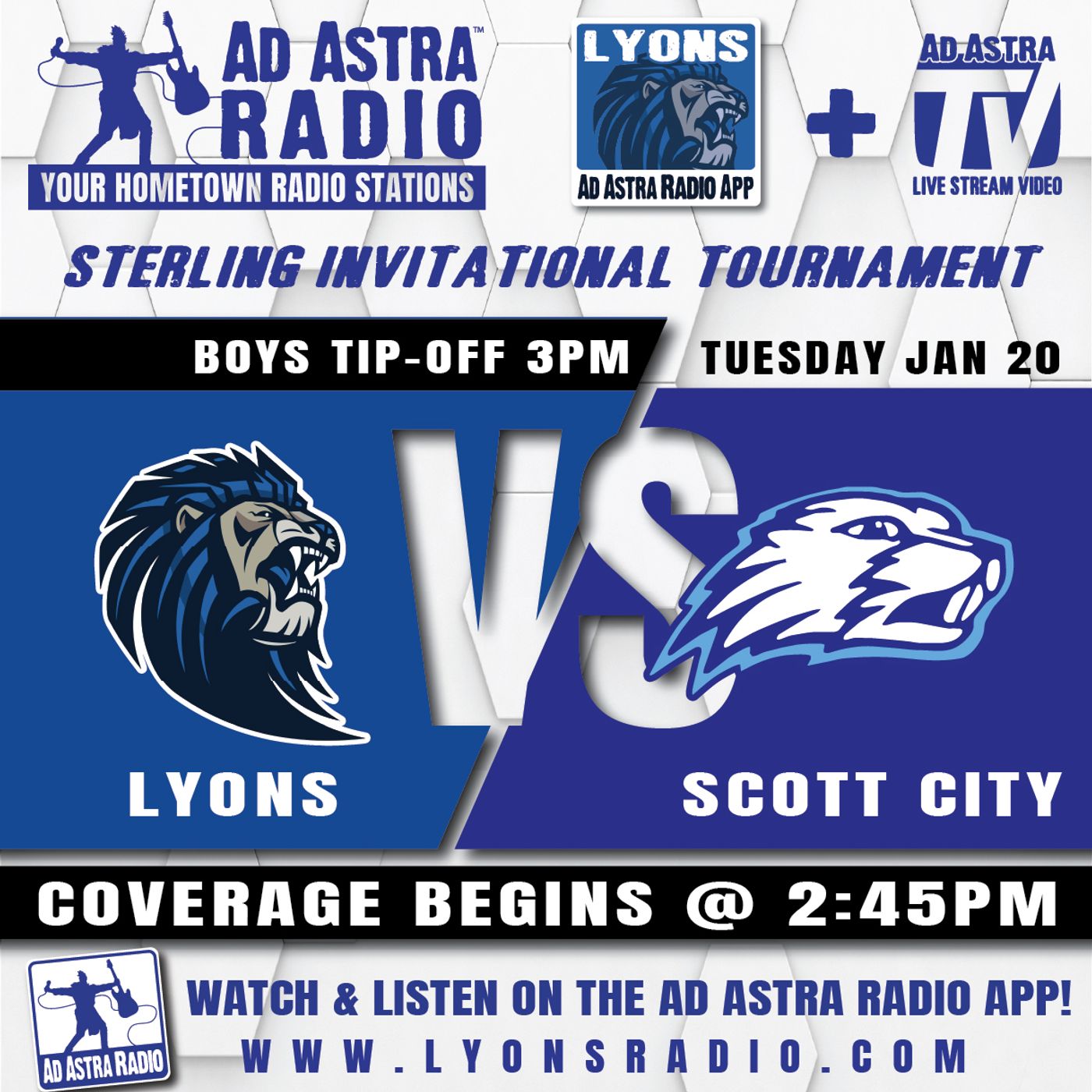 Lyons Lions vs Scott City Beavers Boys High School Basketball (Sterling Invitational-January 20, 2026) episode artwork