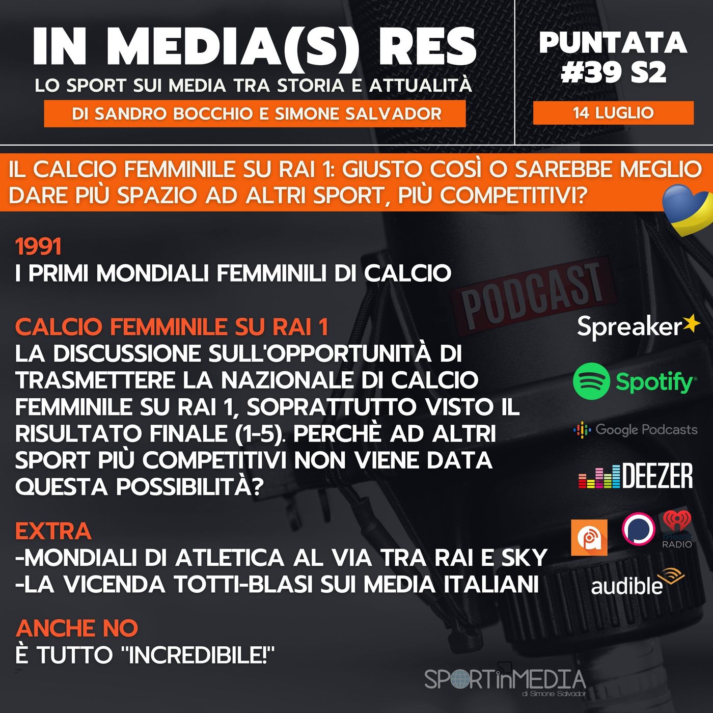 #39 S2 | Il calcio femminile su Rai 1: giusto così o sarebbe meglio dare più spazio ad altri sport, più competitivi? episode artwork