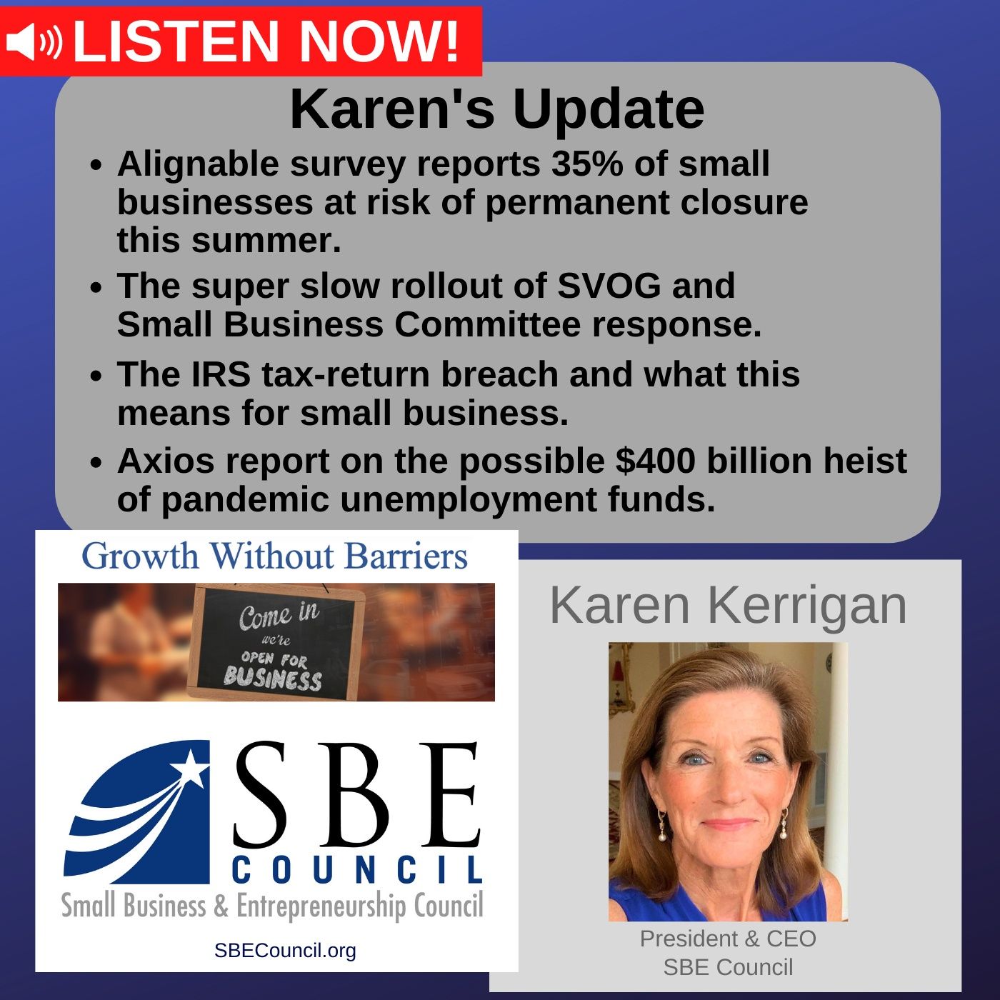 Survey that shows 35% of SMBs at risk of not surviving summer; slow SVOG rollout; IRS tax-return breach; unemployment-fund heist? episode artwork