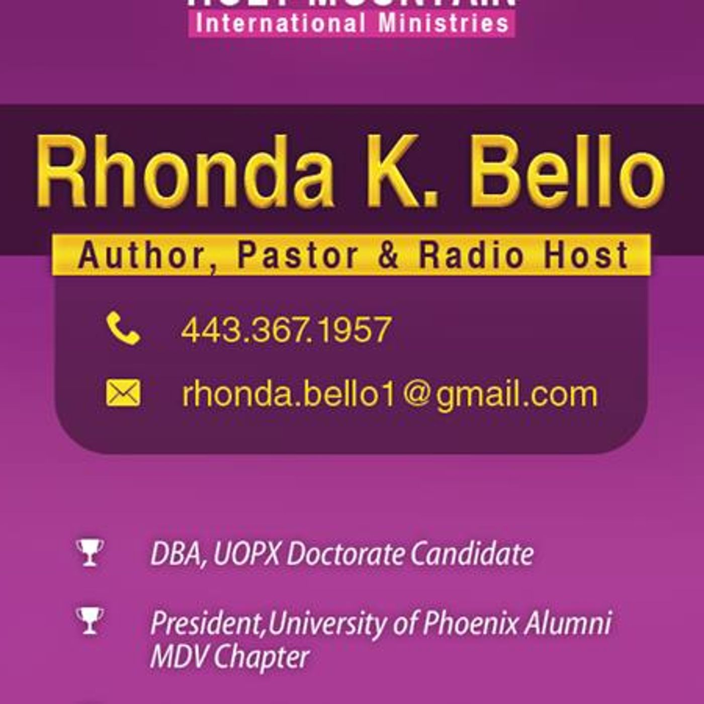 Diary of Pastor Rhonda Bello 2 September 2015 episode artwork