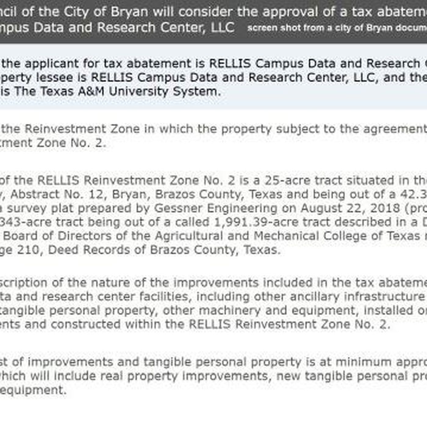 Bryan city council special meeting to consider transferring a tax abatement agreement episode artwork