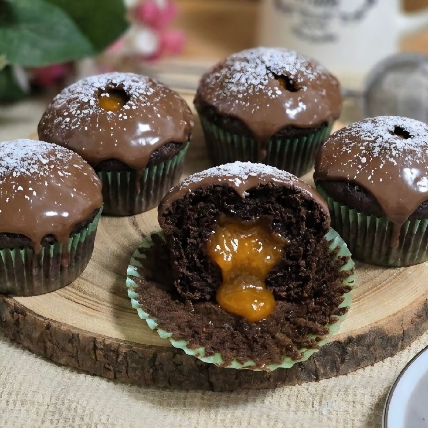 Muffin al cacao cuore di marmellata: dolce ricetta gusto sacher torte