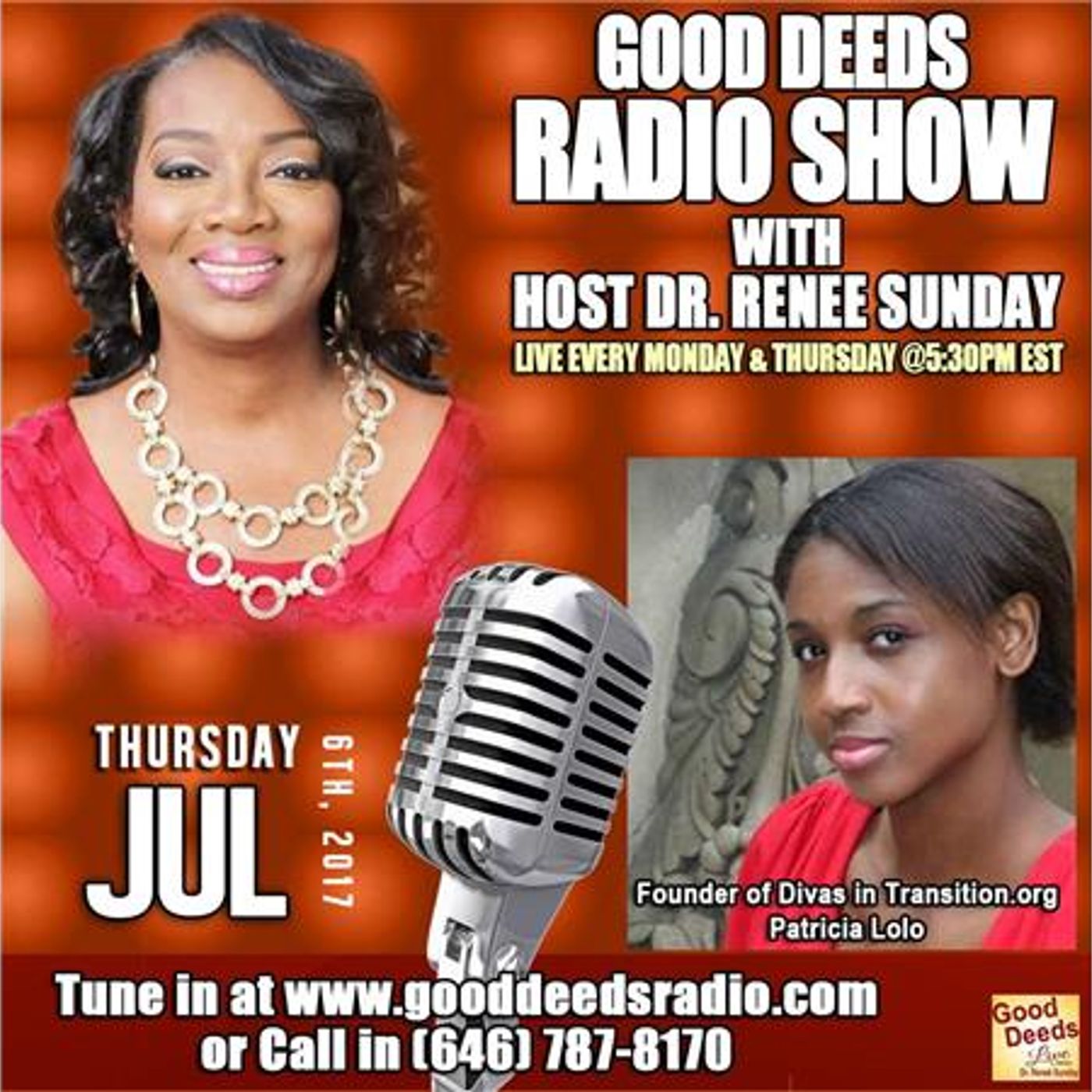 Founder of Divas In Transition.org, Patricia Lolo shares on Good Deeds Radio episode artwork