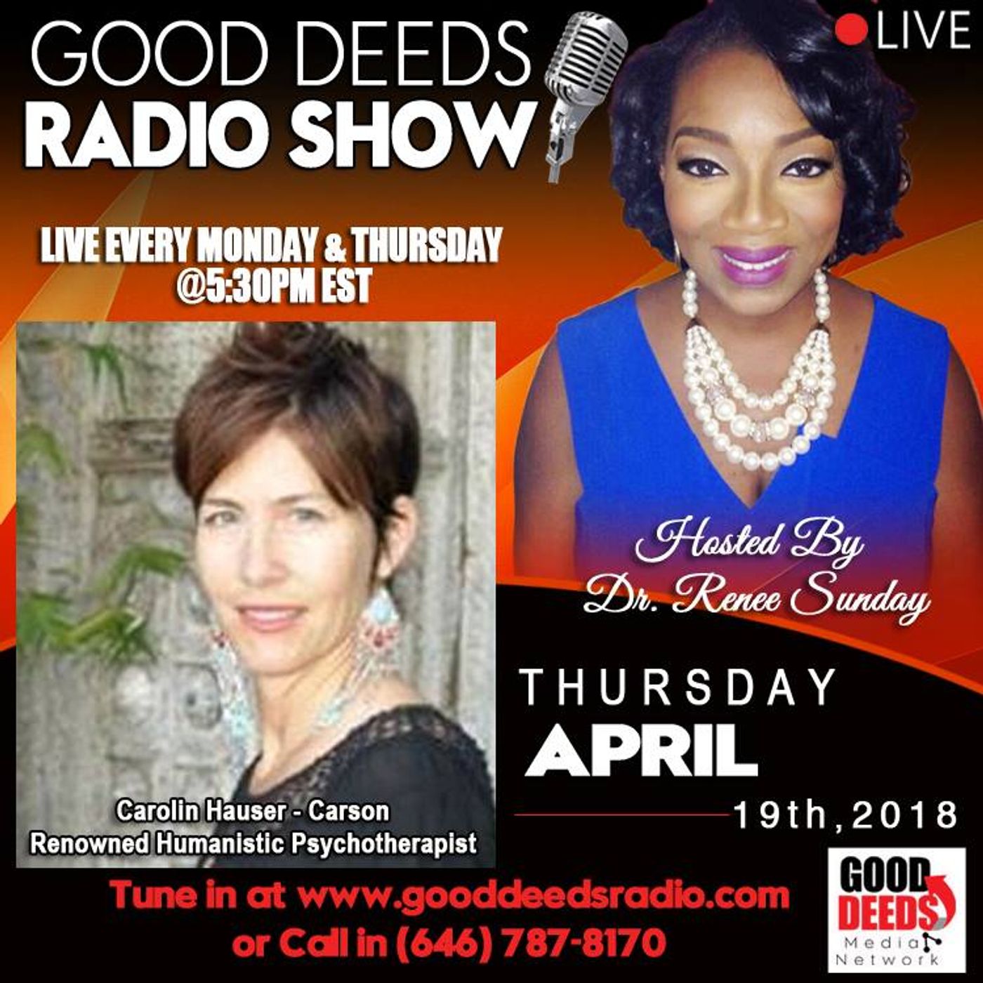 Carolin Hauser Carson Renowned Humanistic Psychotherapist shares on Good Deeds episode artwork