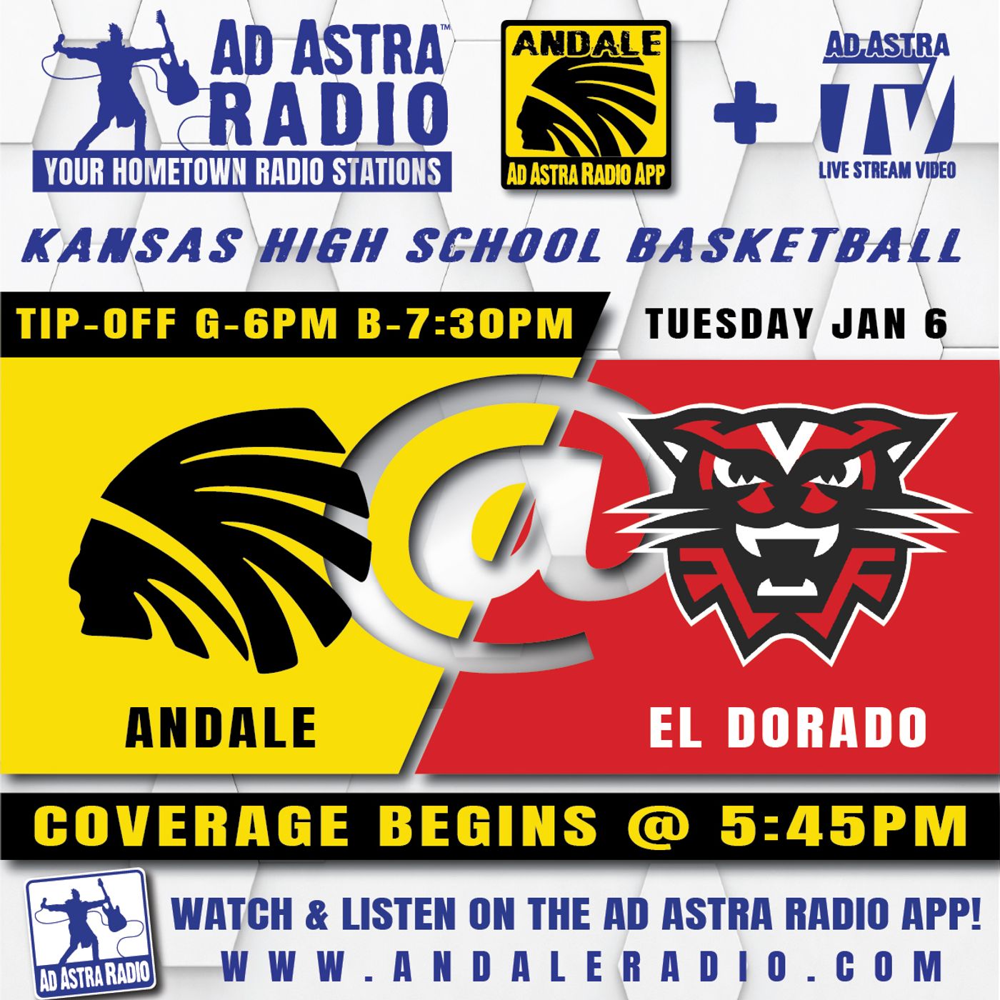 Andale Indians at El Dorado Wildcats High School Basketball (January 6, 2026) episode artwork