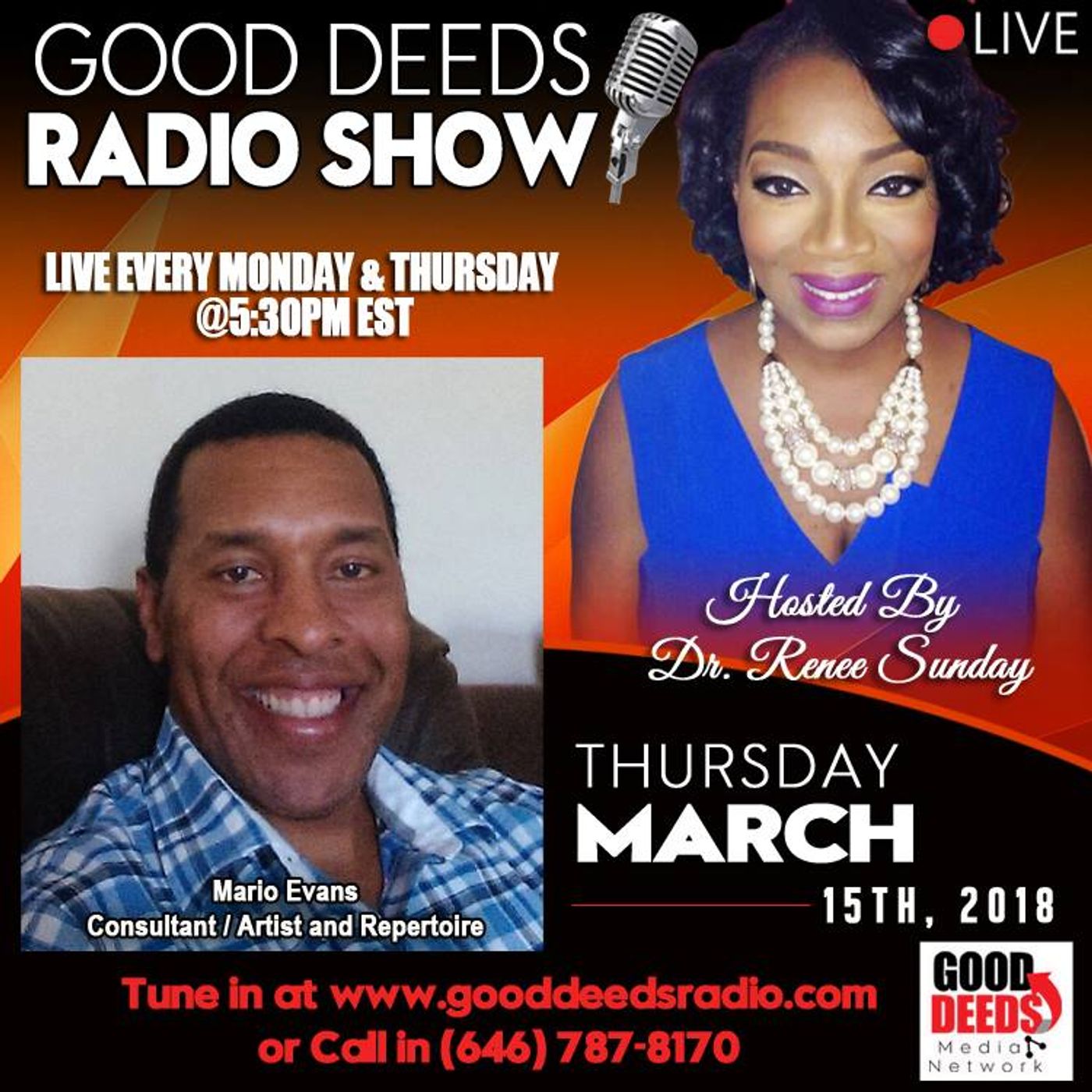 Mario Evans Consultant Artist and Repertoire shares on Good Deeds Radio Show episode artwork