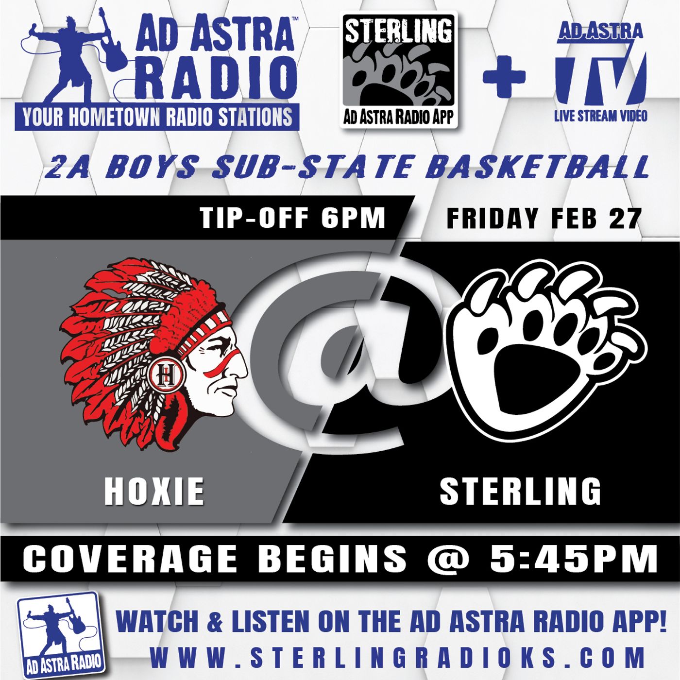 Hoxie Indians at Sterling Blackbears Boys High School Basketball (2A Substate Quarterfinals-February 27, 2026) episode artwork