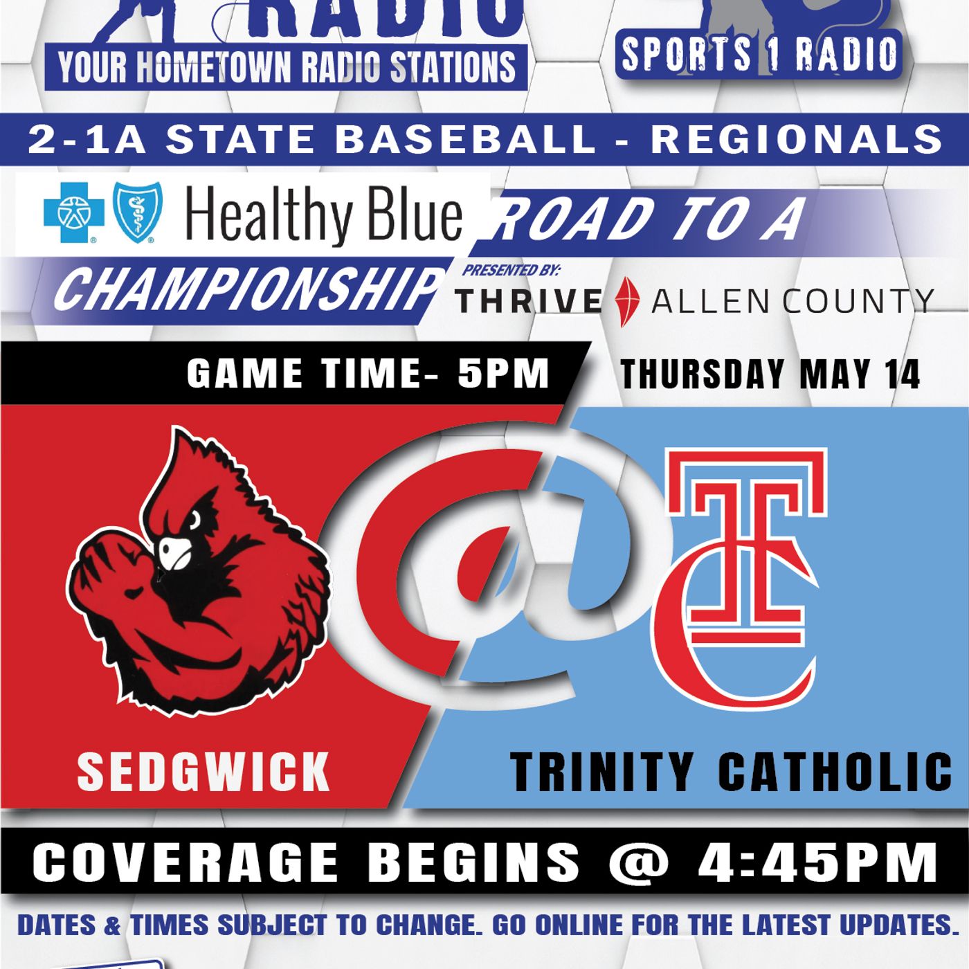 Sedgwick Cardinals at Hutchinson Trinity Catholic Celtics High School Baseball (Regionals-May 14, 2026) episode artwork