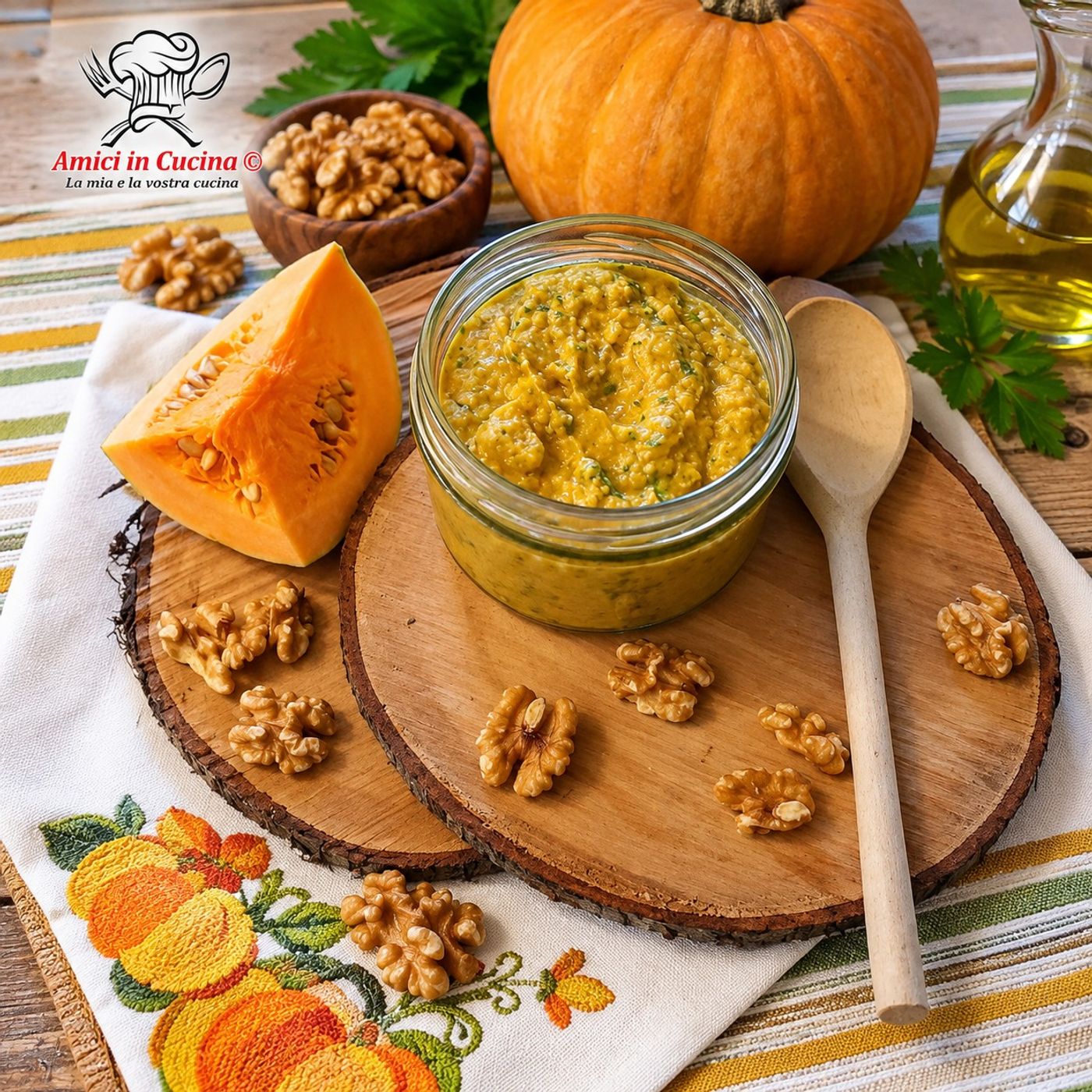 Pesto di zucca e noci cremoso per pasta e crostini