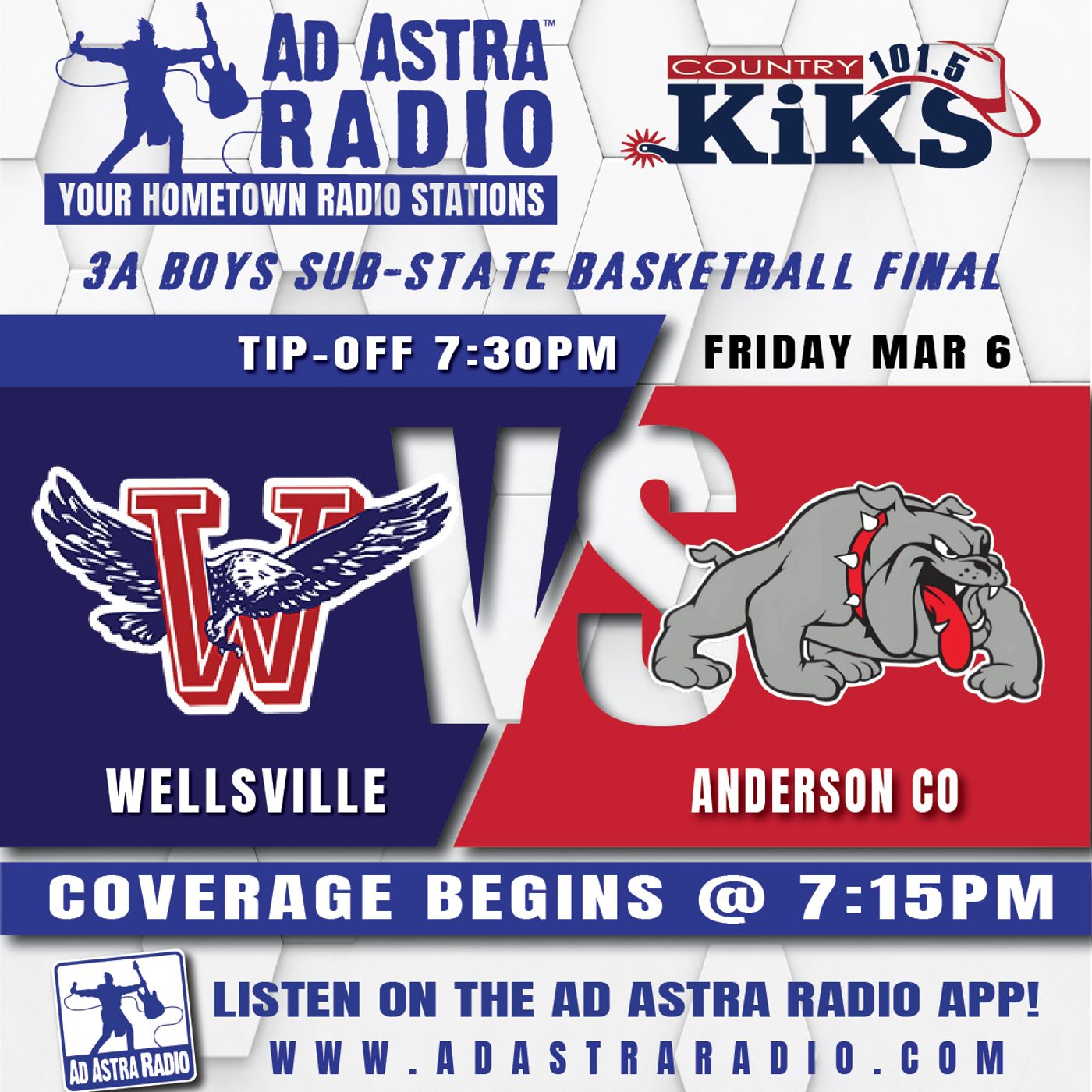 Wellsville Eagles vs Anderson County Bulldogs Boys High School Basketball (3A Substate Final-March 6, 2026) episode artwork