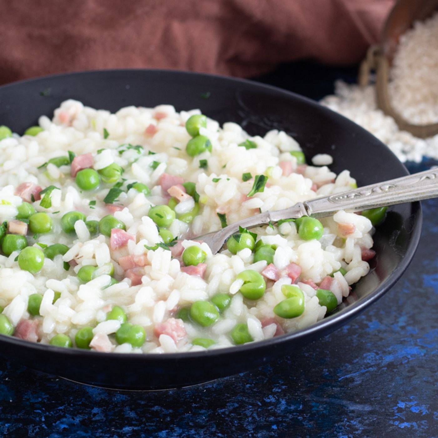 Risotto prosciutto e piselli