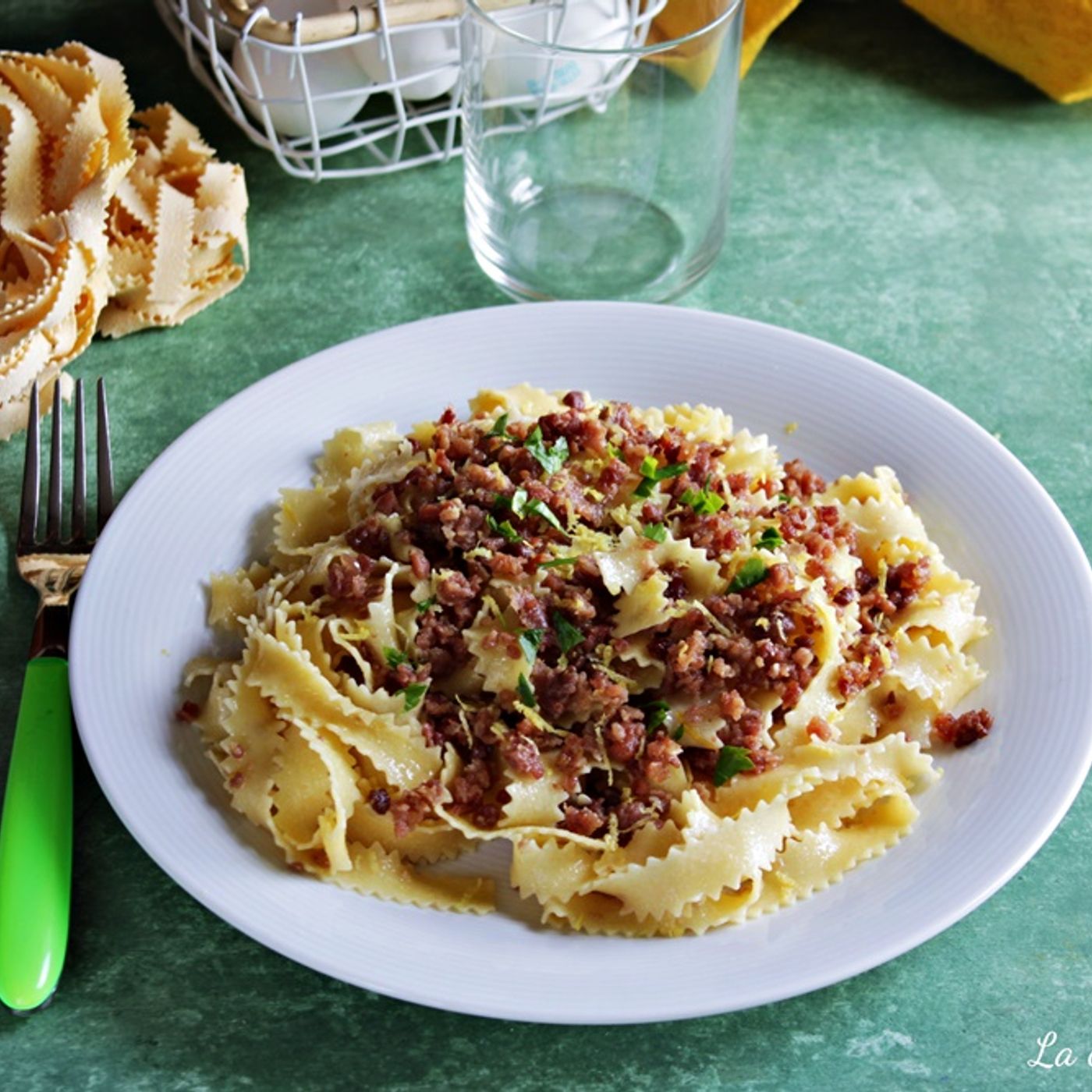 TAGLIATELLE con prosciutto e limone
