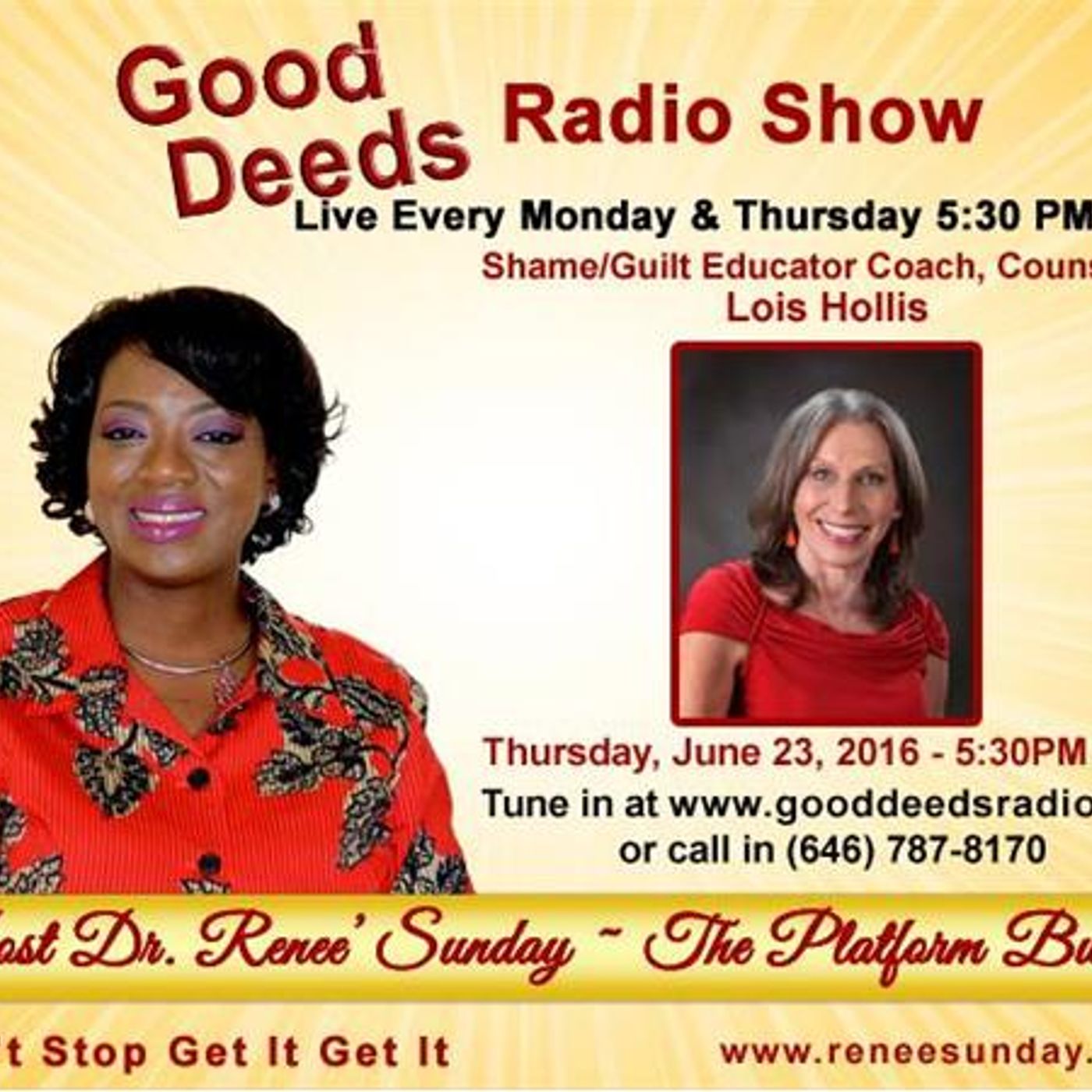 Shame & Guilt No More: Shame/Guilt Educator Lois Hollis shares on Good Deeds episode artwork