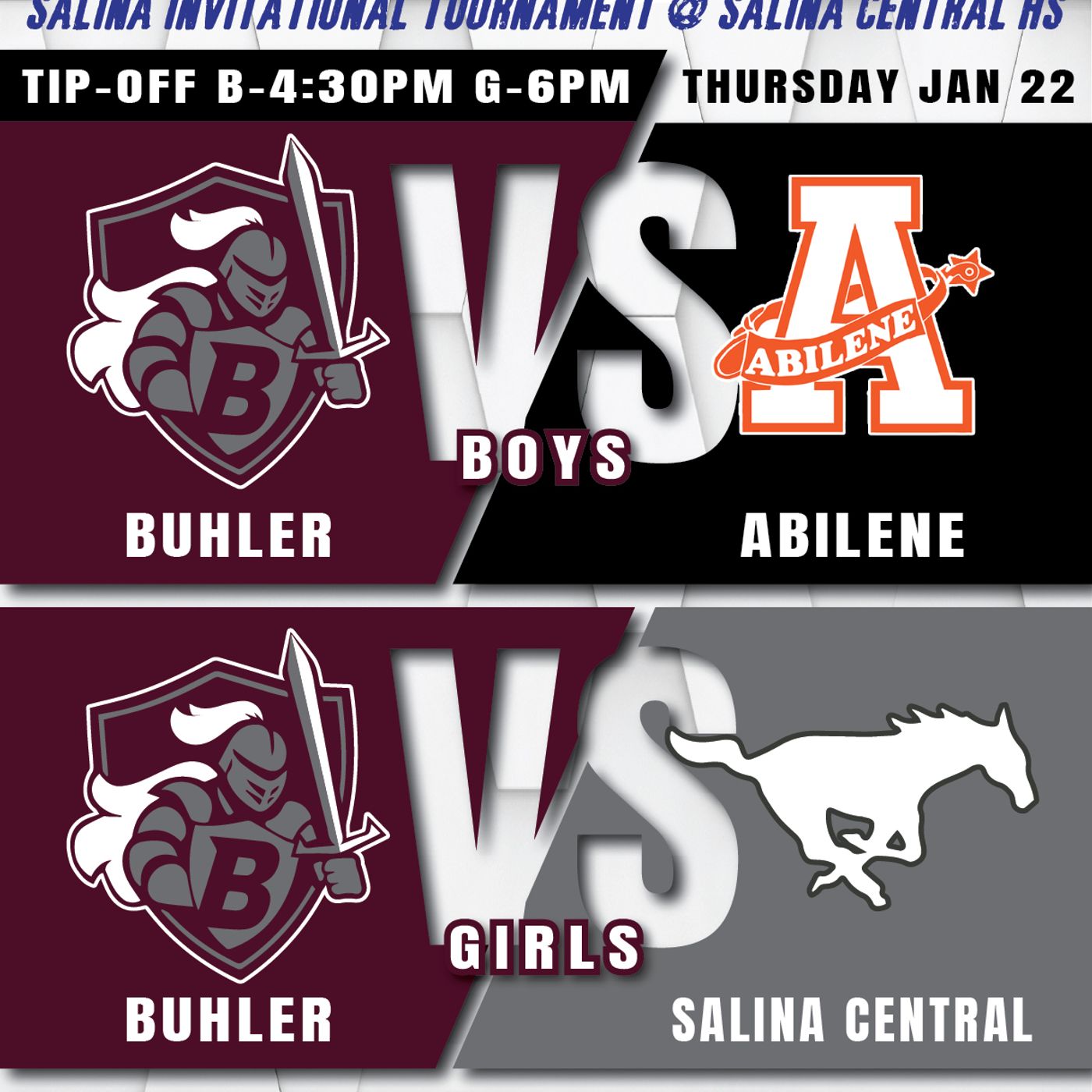 Buhler Crusaders vs Abilene Cowboys Boys High School Basketball (Salina Invitational-January 22, 2026) episode artwork