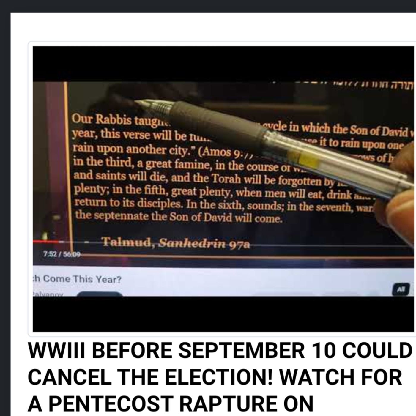 WWIII BEFORE SEPTEMBER 10 COULD CANCEL THE ELECTION! WATCH FOR A PENTECOST RAPTURE ON SEPTEMBER 9!!! episode artwork