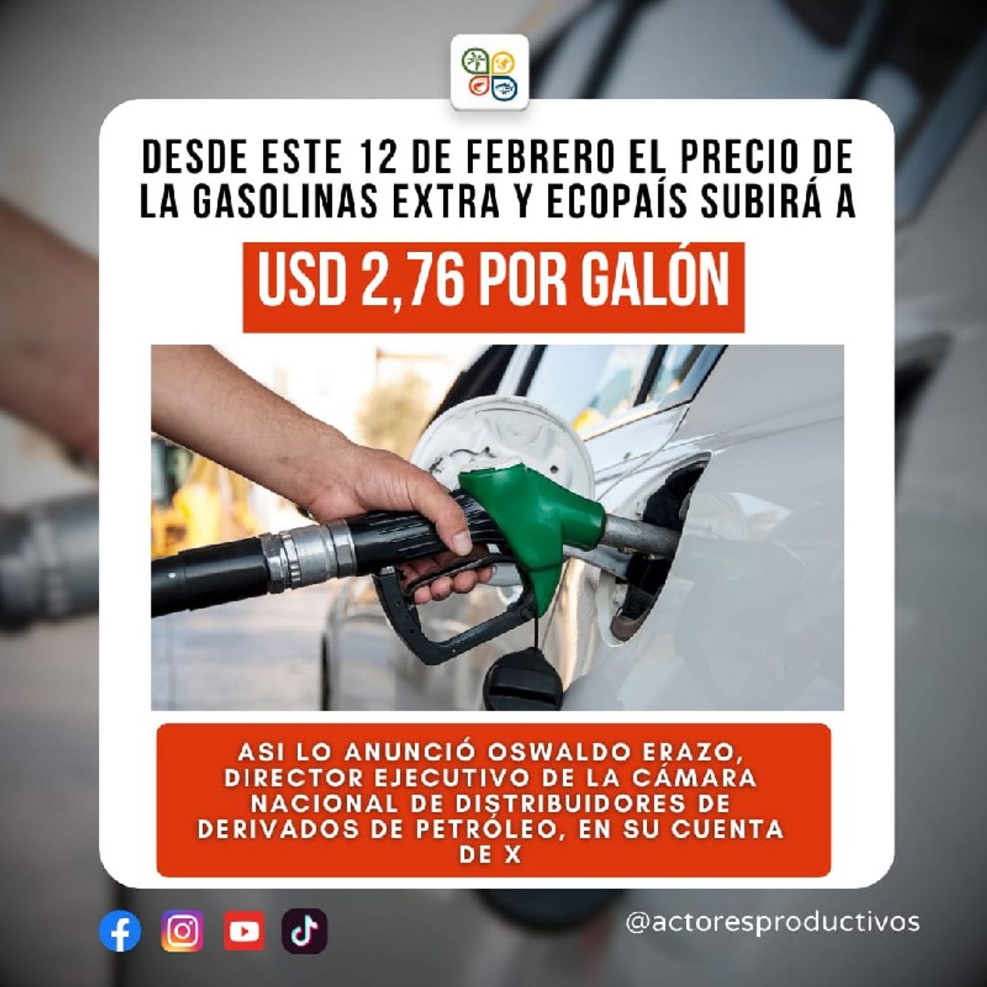 Precio de las gasolinas Extra y Ecopaís subirá a USD 2,76 por galón, desde este 12 de febrero episode artwork