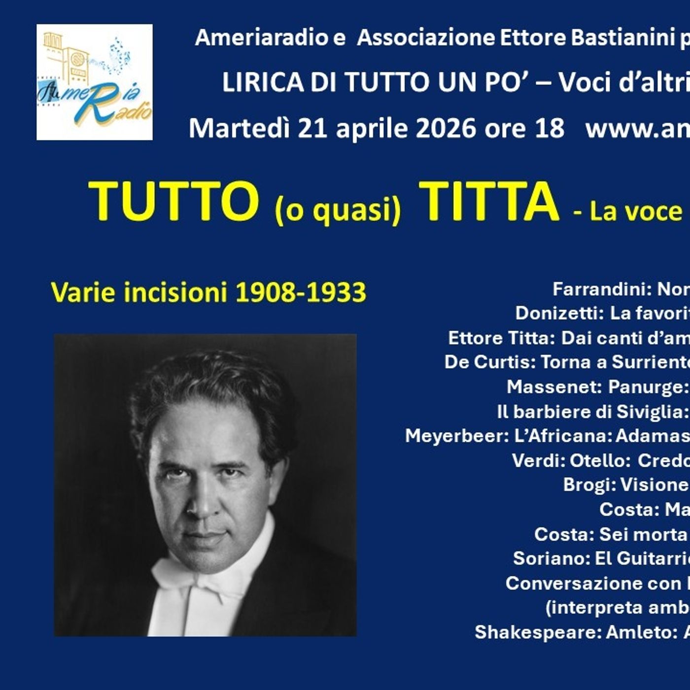 Lirica di tutto un po' - Tutto (o quasi) Titta - La voce di Titta Ruffo ottava puntata episode artwork