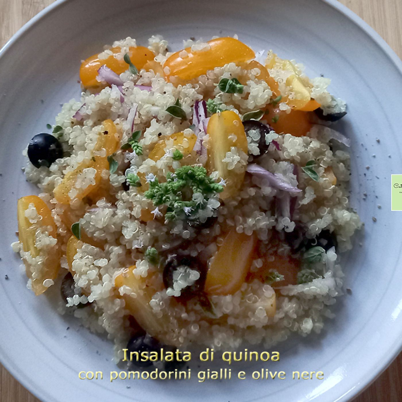 Insalata di quinoa con pomodorini gialli e olive nere episode artwork