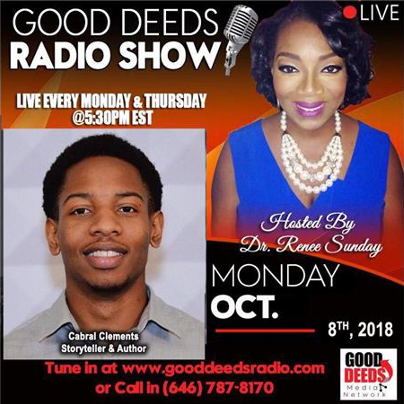 Cabral Clements -  Storyteller and Author shares on Good Deeds Radio Show episode artwork