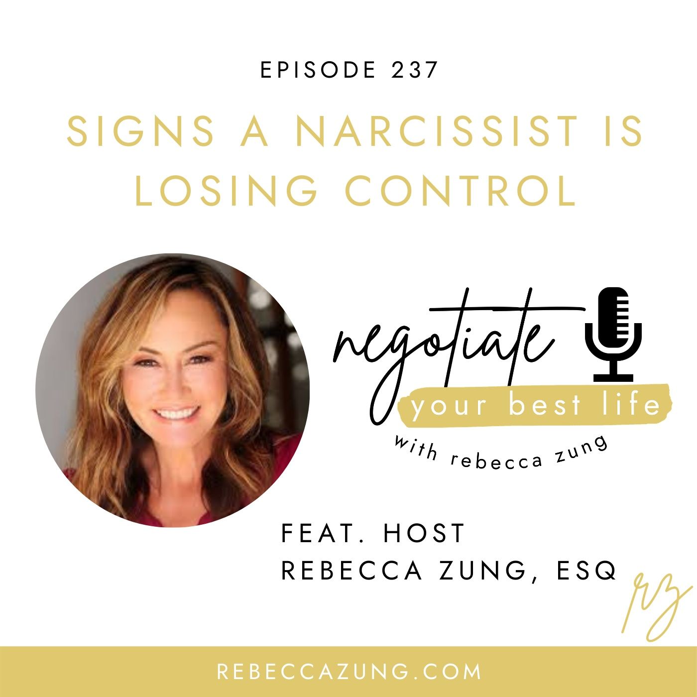 "Signs the Narcissist is Losing Control"on Negotiate Your Best Life with Rebecca Zung #237 episode artwork