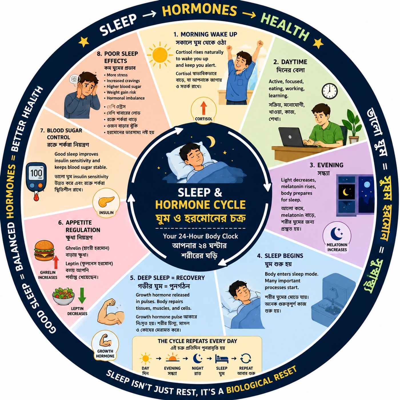 EP-307|🧠 SLEEP & HORMONE CYCLE ঘুম ও হরমোনের চক্র: শরীরের ২৪ ঘণ্টার গোপন সিস্টেম| wellness podcast episode artwork