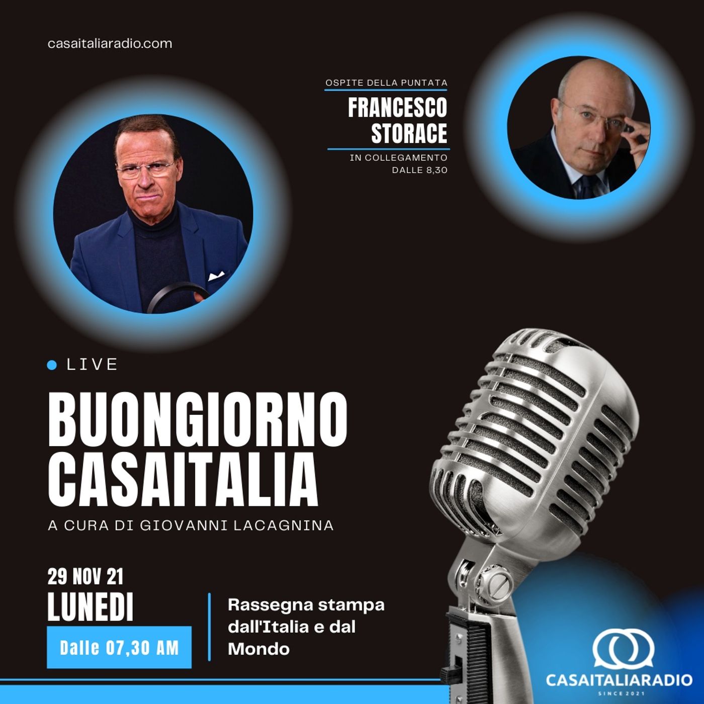 Intervista con il direttore Francesco Storace - BUONGIORNO CASA ITALIA RADIO (29.11.2021) episode artwork