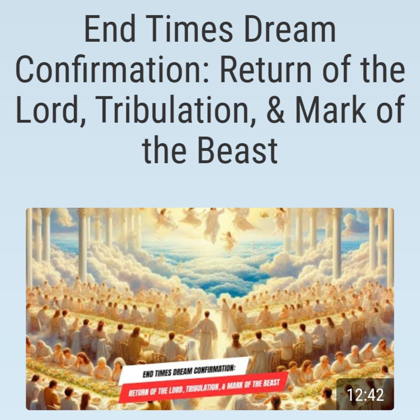 End Times Dream Confirmation: Return of the Lord, Tribulation, & Mark of the Beast episode artwork
