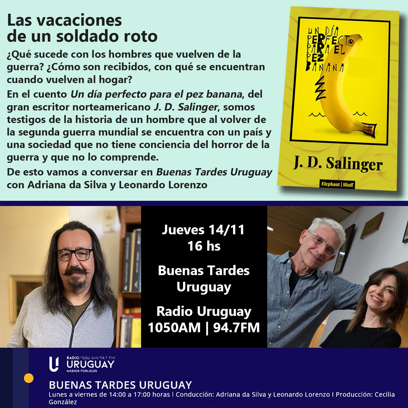 Buenas Tardes Uruguay | Un día perfecto para el pez banana | J. D. Salinger | 14-11-24 episode artwork