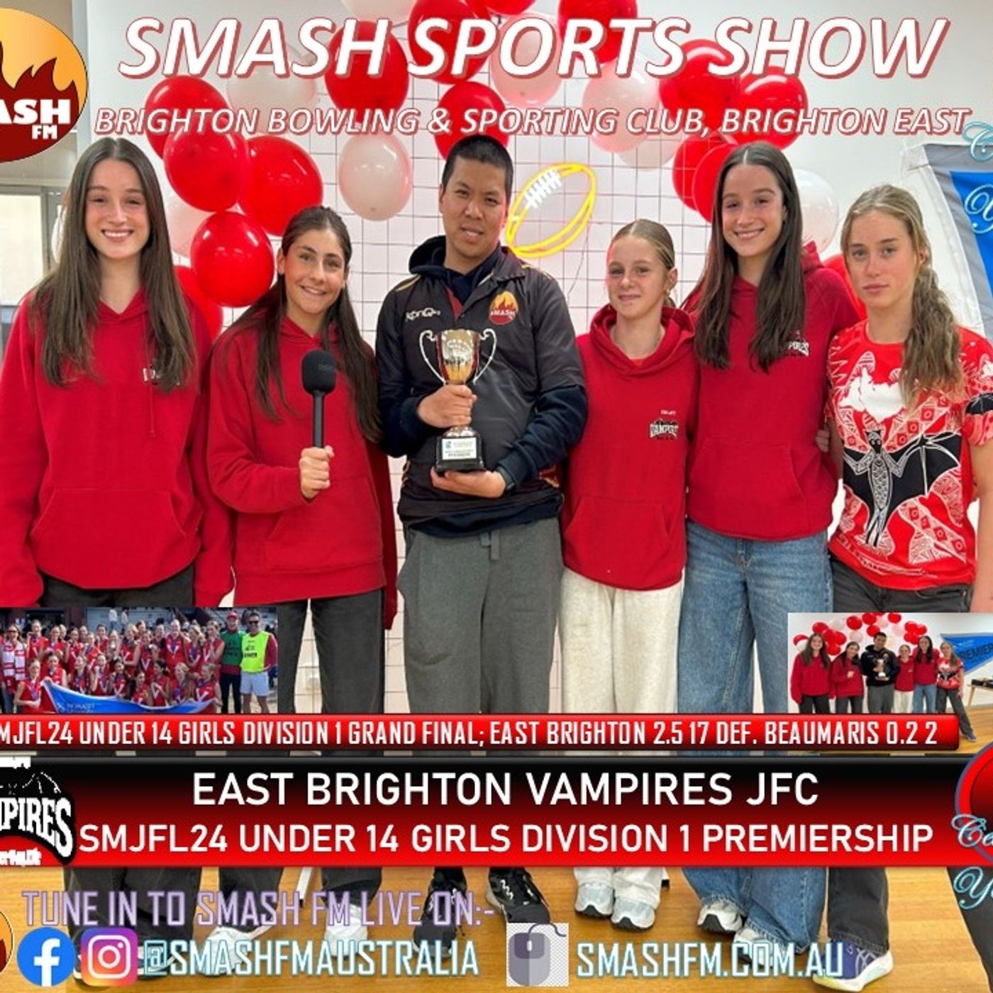 SSS10THYR: East Brighton Vampires JFC SMJFL24 U14 Girls Div 1 Premiership Interviews 180924