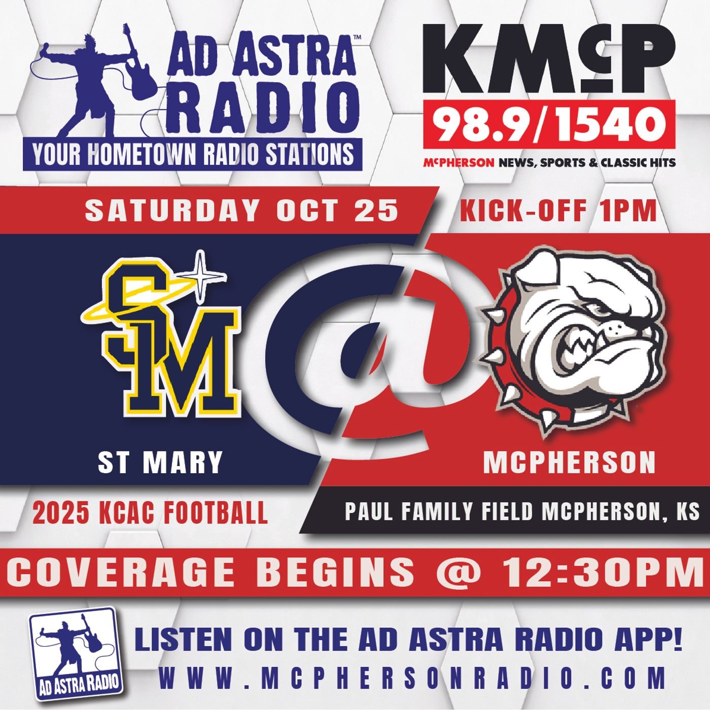 McPherson Bulldogs hosts Saint Mary Spires Football (October 25, 2025) episode artwork