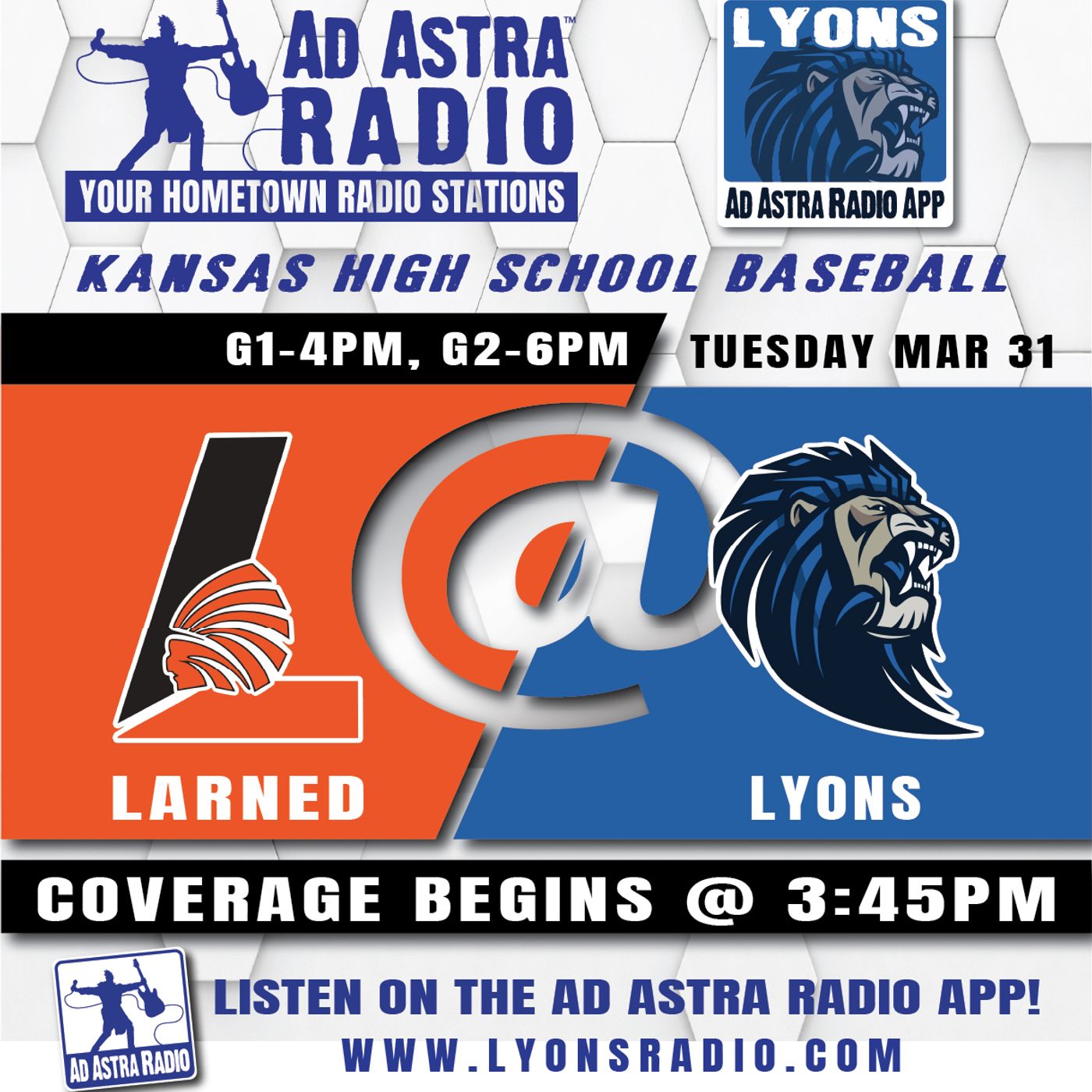 Larned Indians at Lyon Lions High School Baseball (Game 1-March 31, 2026) episode artwork