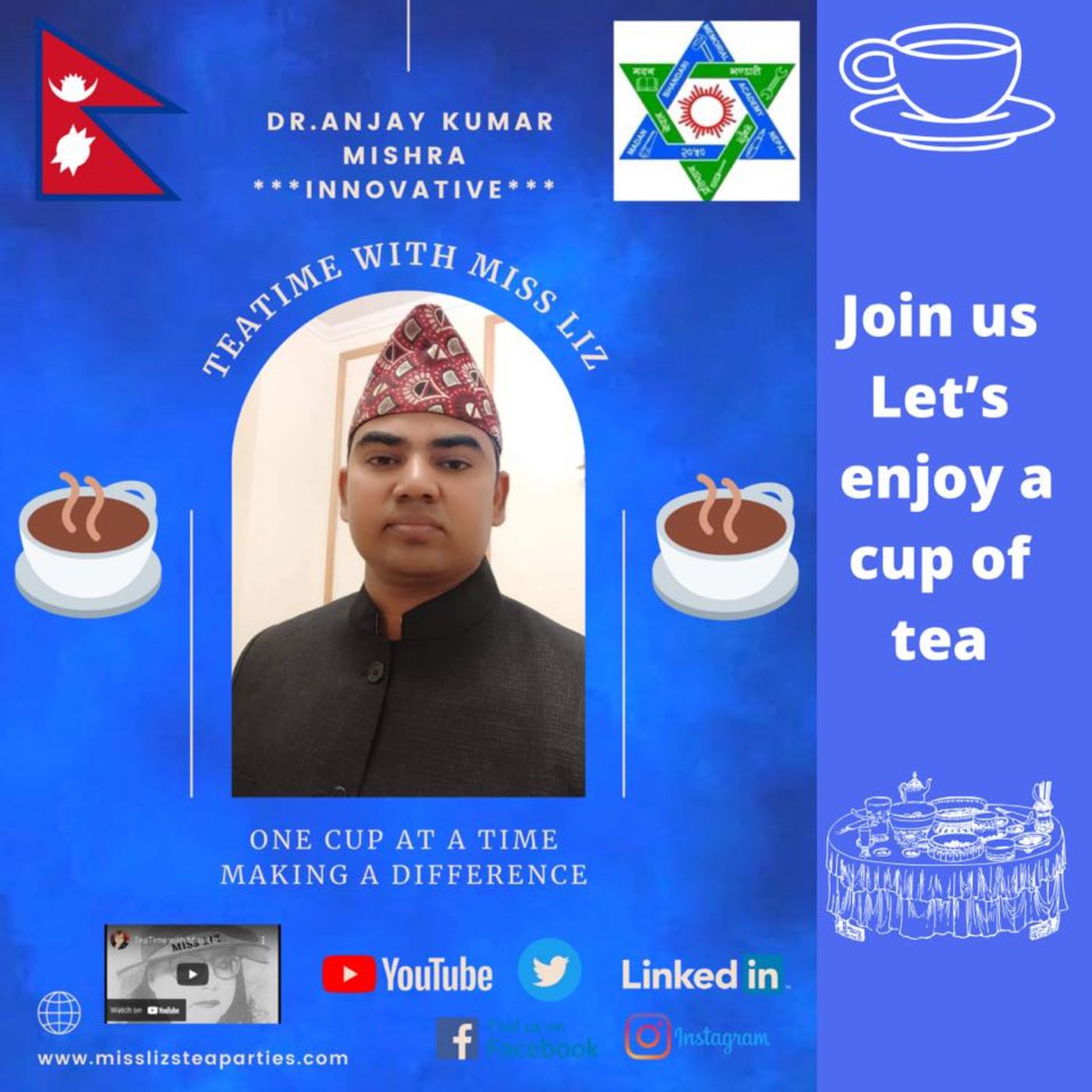 Teatime with Miss Liz joined by Dr.Anjay Kumar Mishra Madan Bhandari Memorial Academy RETURNING GUEST FROM 2020 episode artwork