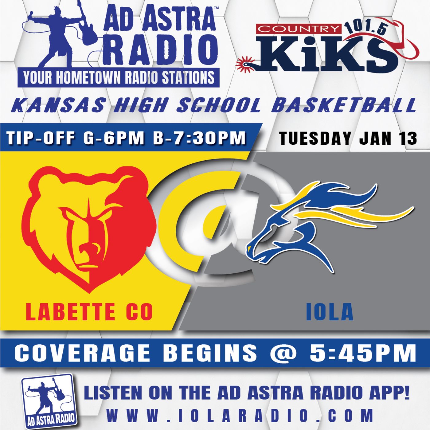 Labette County Grizzlies at Iola Mustangs High School Basketball (January 13, 2026) episode artwork