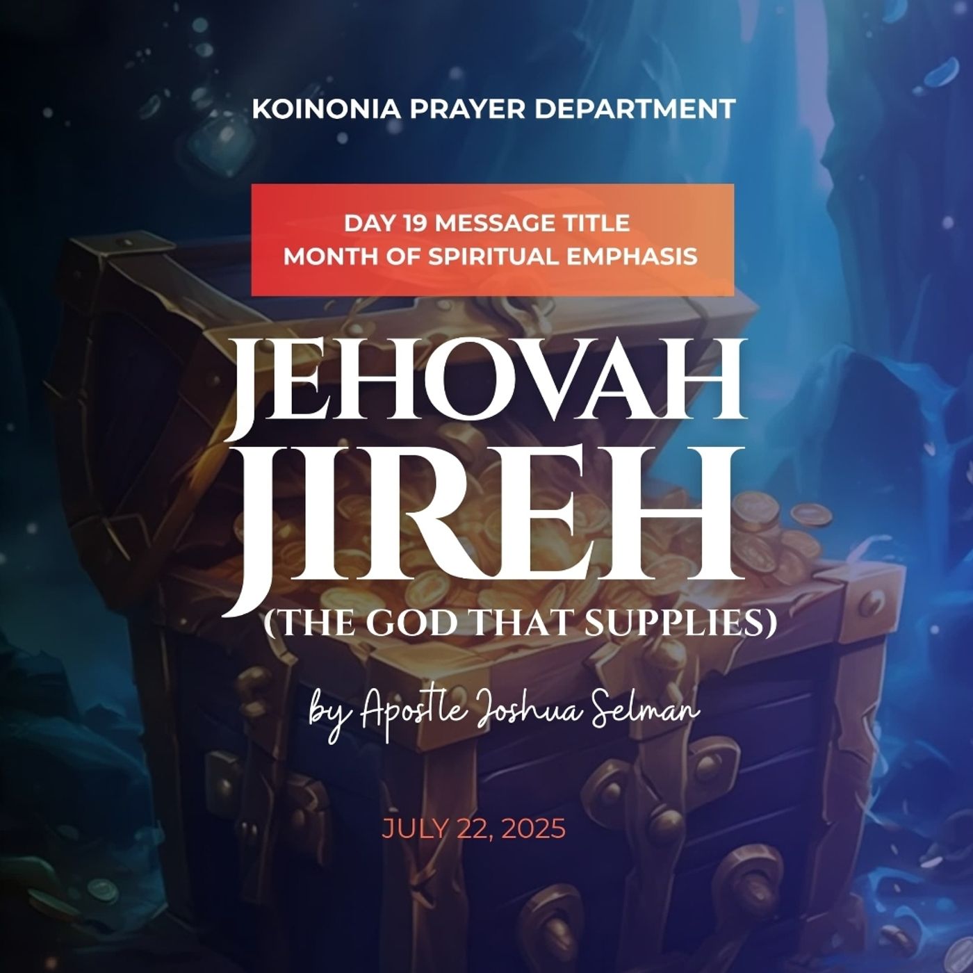 JEHOVAH JIREH (THE GOD THAT SUPPLIES) WITH APOSTLE JOSHUA SELMAN
